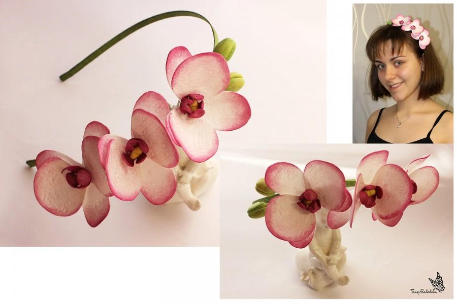Свадьба - Wedding Pink Crown Hair Wreath Pink Orchid Wreath Flower Crown Pink Flower Bridal Accessory Pink Tropical Flowers Bridal Gentle Floral Crown