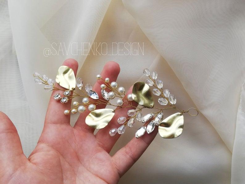 Wedding - Fashion New gold metal hair vine
