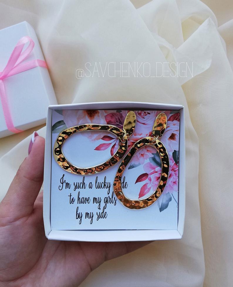 Wedding - Bridesmaid gift gold earring