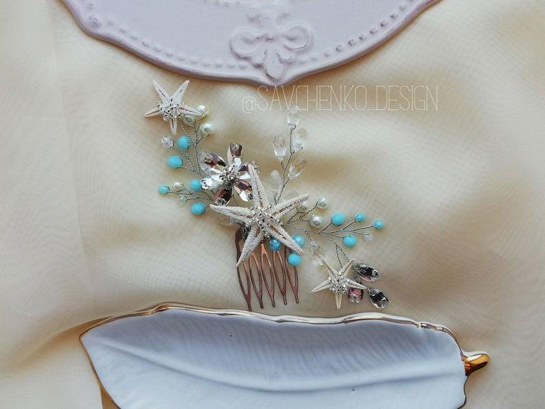زفاف - blue beach wedding hair accessories