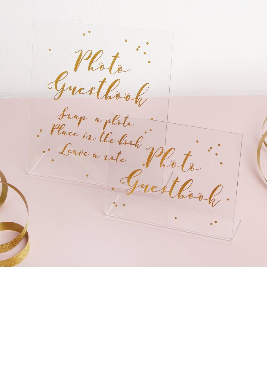 زفاف - Cursative Gold Foil Sign - Acrylic Wedding Sign - Guest book Glass Sign - Transperant Photo Guestbook Sign - Instax Photo Glass Sign