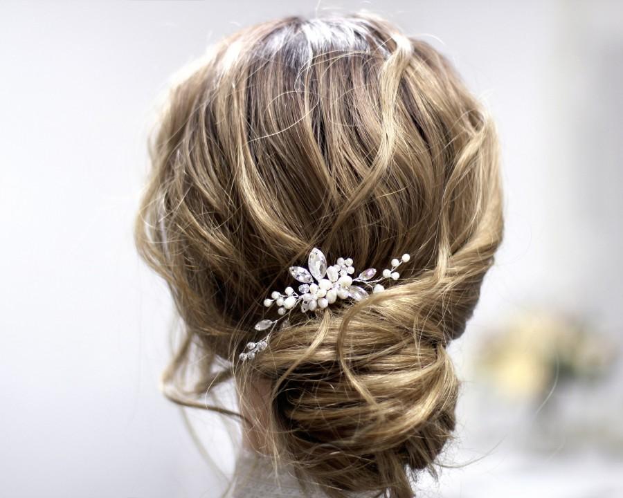زفاف - Pearl Crystal Small Bridal Hair Piece, Wedding hair pin, Bride hair clip, Bridal hair pins, Crystal hair comb bride Wedding hair Accessories
