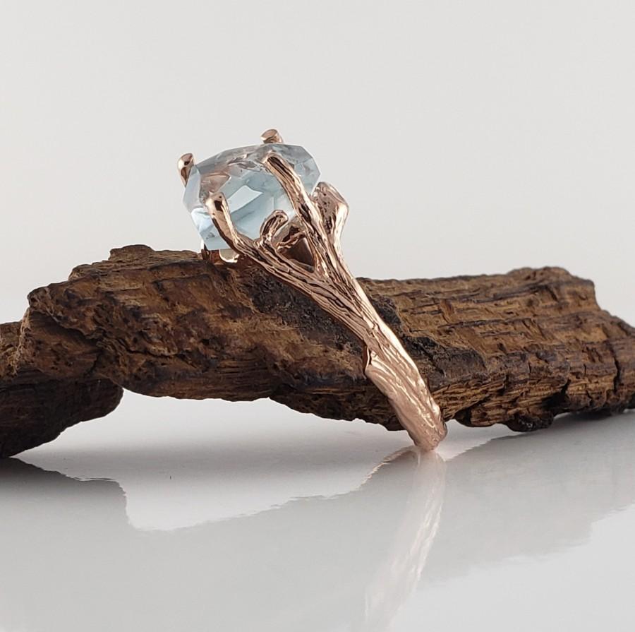 Mariage - 2 Carat Unique Uncut Diamond Ring - Raw Diamond Ring - Aquamarine Engagement Ring