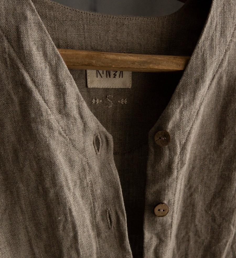 Mariage - Natural grey women's linen shirt dress BASE. Linen women's clothing linen coat duster jacket, bohemian, rustic, peasant mama dress gypsy