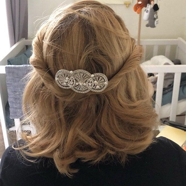 Mariage - wedding hair comb silver hair piece Wedding comb Pearl hair comb Vintage style Bridal hair comb Wedding headpiece Bridal hair accessories