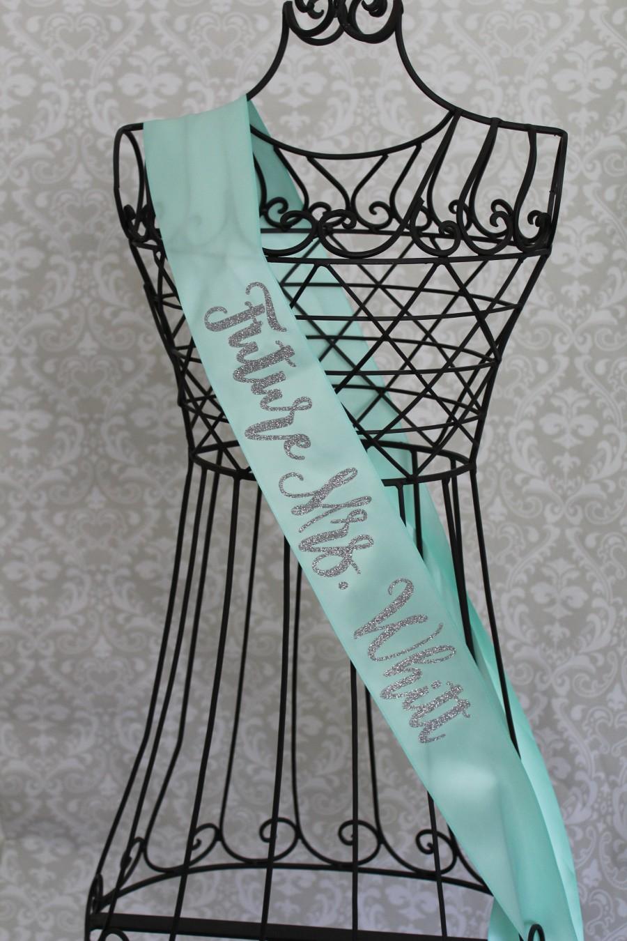 Hochzeit - Freestyle Cursive Future Mrs Personalized bridal sash
