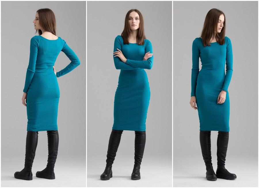 Mariage - Turquoise Dress , Mother Day Gift Bodycon Dress Tight Sexy Dress Everyday Dress Midi Pencil Dress Tight Dress A0080