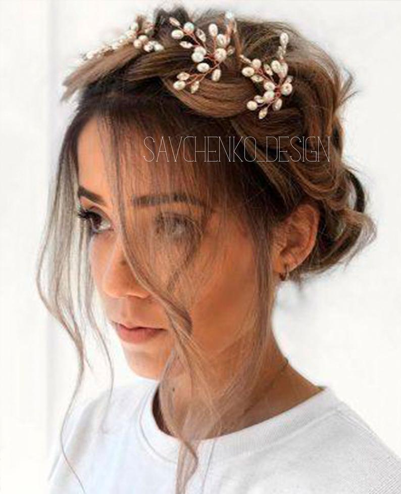 Crystal Flower Pink or White Rose  Wedding Bridal Hair Pins 3 pieces Pearl