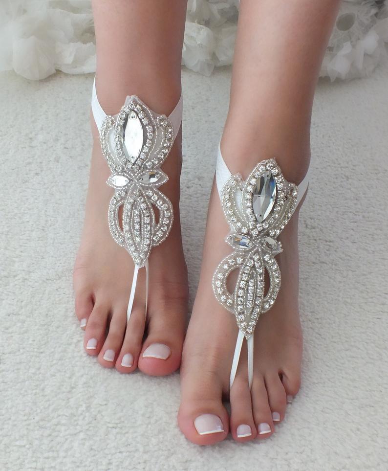 Mariage - EXPRESS SHIPPING Rhinestone barefoot sandals bridal anklet Beach wedding barefoot sandal foot accessories Bridal jewelry Bridesmaid gift