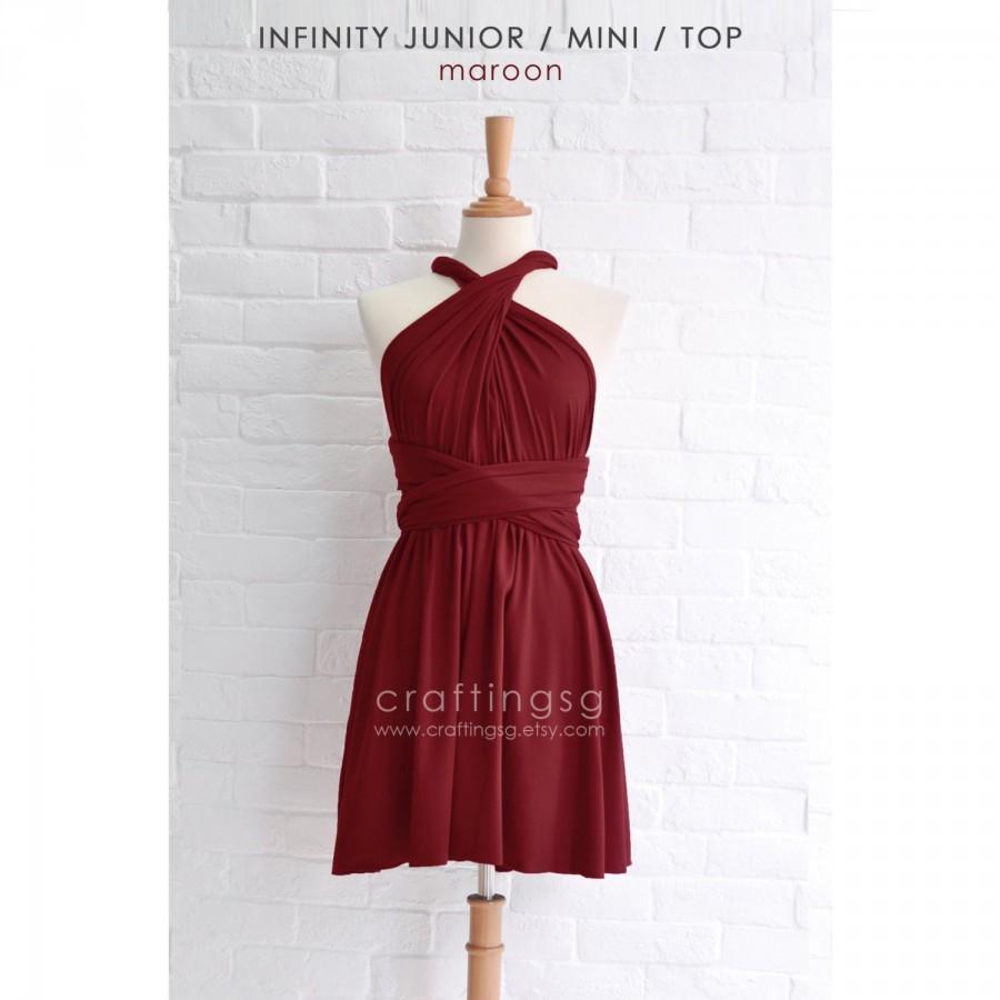 Hochzeit - Junior / Mini Bridesmaid Dress Infinity Dress Maroon Convertible Dress Multiway Wrap Dress