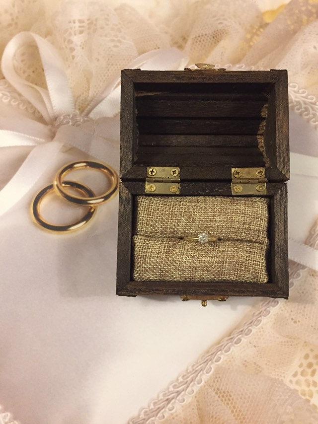 Wedding - Small Treasure Chest Ring Box, Ring Bearer Box, Rustic Ring Box, Ring Holder, Keepsake Ring Box, Special Ring Box, Engagement Ring Box