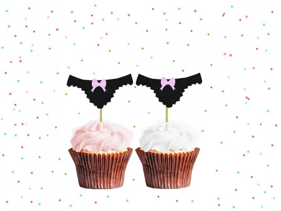 Mariage - Glitter Pantie Cupcake Toppers - Bachelorette Cupcake Topper, Lingerie Cupcake Toppers, Bachelorette Party, Lingerie Party, Pantie Cupcakes