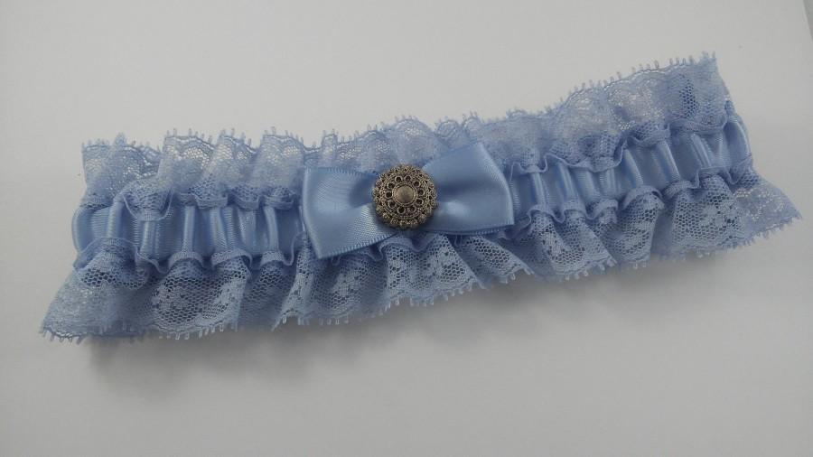 Mariage - Blue Satin and Lace Garter