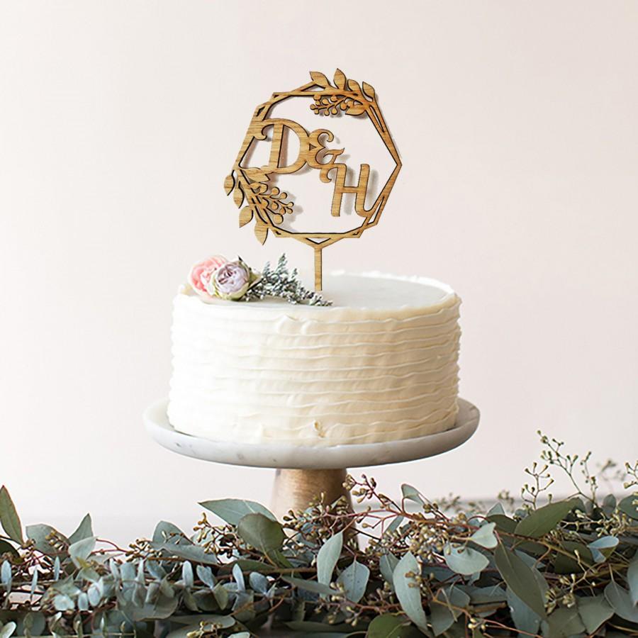Wedding cake topper Initials cake topper Wreath cake topper custom cake topper 