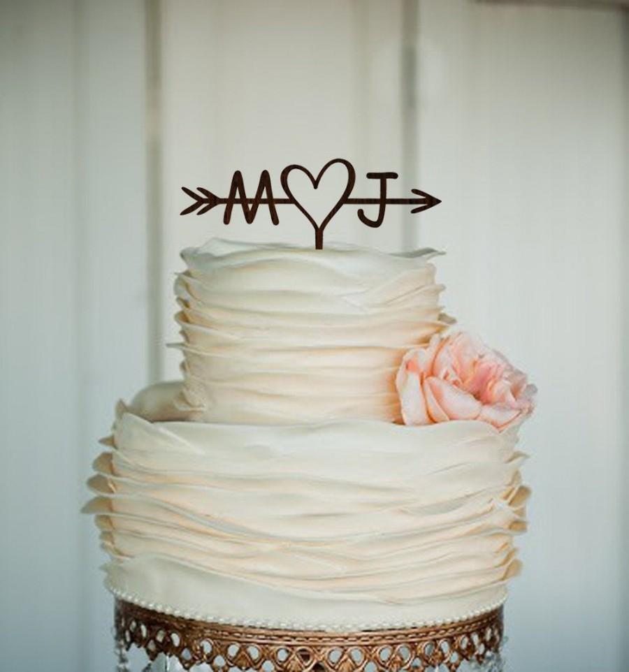 Mariage - Wedding cake topper Arrow cake topper Initial cake topper Engagement cake topper Rustic cake topper Wedding decorations Custom Cake Topper