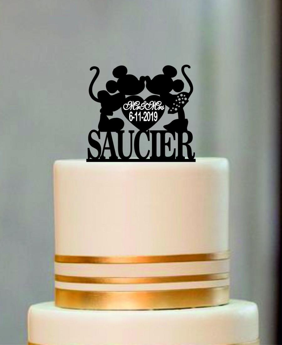 زفاف - Mickey and Minnie Cake Topper - Disney Wedding Cake Topper - Personalized Cake Topper - Rustic Wedding Cake Topper - Funny cake topper