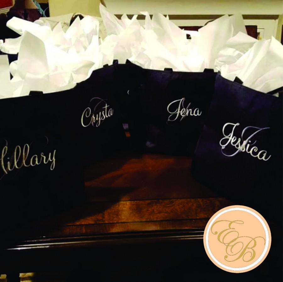 Wedding - 8 Tote Bags Personalized, Bridesmaid tote bag , bridesmaid gifts , beach bag , bachelorette party gift , wedding tote bags, monogrammed tote