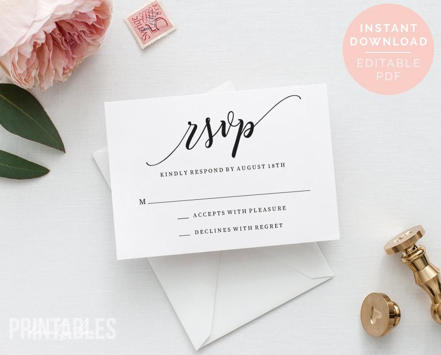 Hochzeit - Printable Wedding RSVP Card Template 