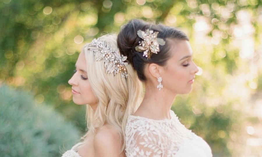 Свадьба - Bridal Hair Clip - SIENNA Swarovski Bridal Hairclip, Leaves Fall Wedding Headpiece, Fall Wedding Tiara,Wedding Tiara, Bridesmaid Hair Clip