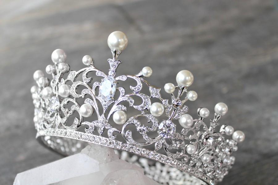 زفاف - Full Bridal Crown,  Swarovski Crystal Wedding Crown, WILLA Silver Bridal Diadem, Crystal Wedding Tiara, Diamante Tiara, Bridal Tiara