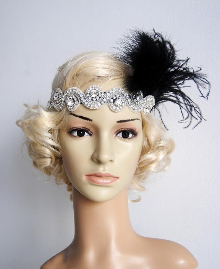 Hochzeit - The Great Gatsby,20's flapper Headpiece, Vintage Inspired, Bridal 1920s Headpiece ,1930's, Rhinestone headband, Rhinestone flapper headpiece