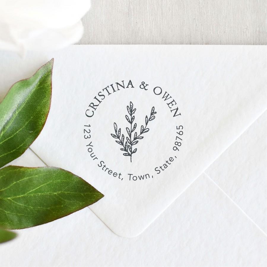 Свадьба - Circle Botanical Custom Return Address Stamp