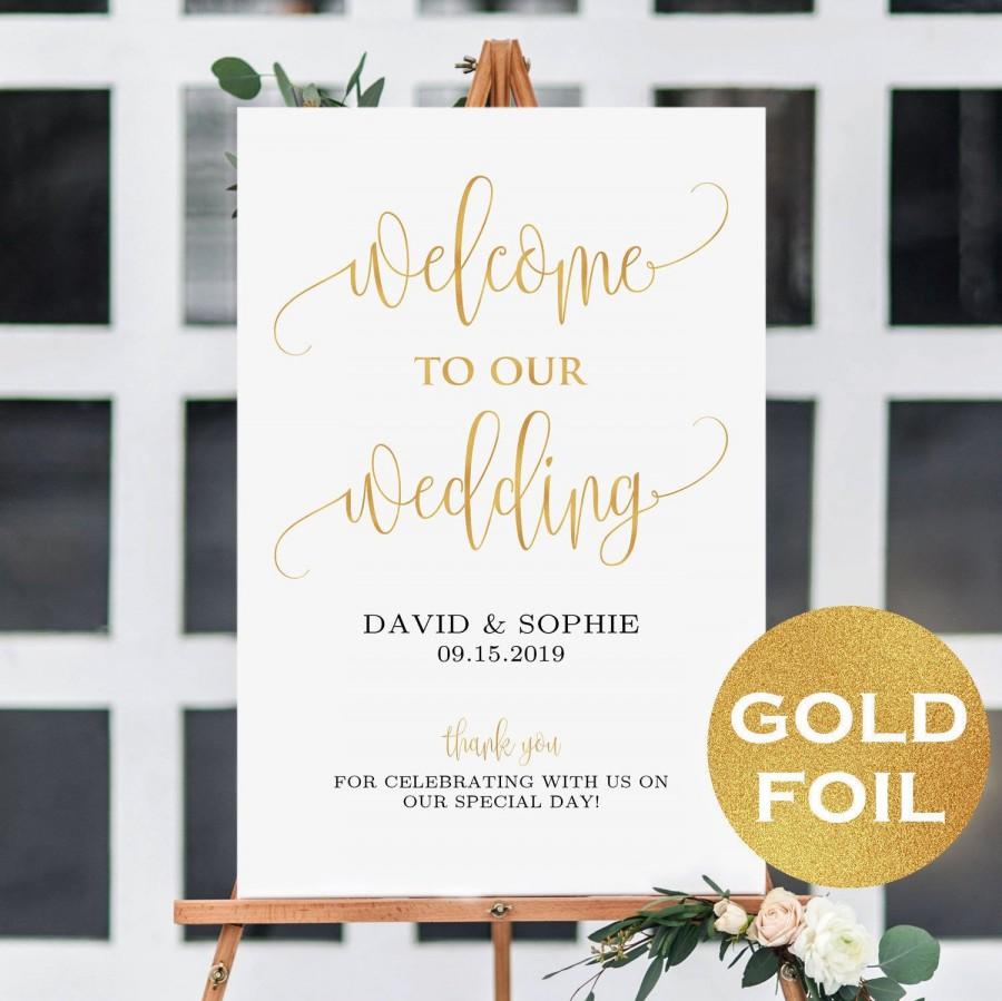 5 Sizes Gold Foil Wedding Sign