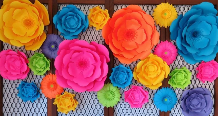 Mariage - Assembled Giant Paper Flowers, You Choose Flowers, Big Large Flower, Floral Wall Decor, Wedding Decor Backdrop, Centerpiece, Party