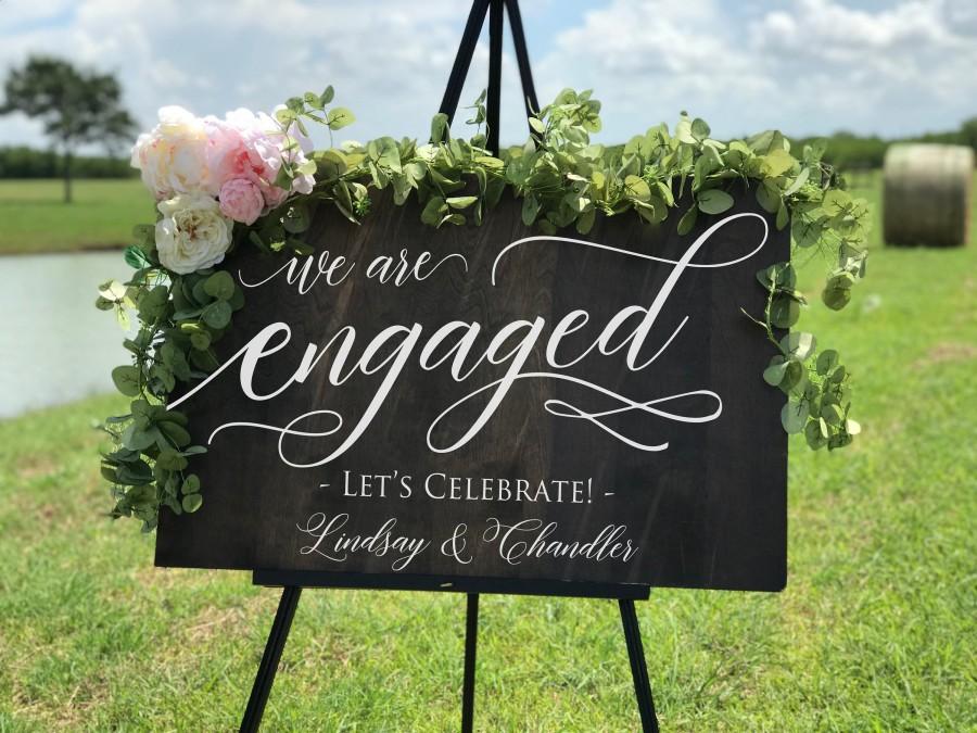 Wedding - Engagement Party Sign, HAND PAINTED Rustic Wood Engagement Sign, Welcome Wedding Sign, Engagement Party Decor