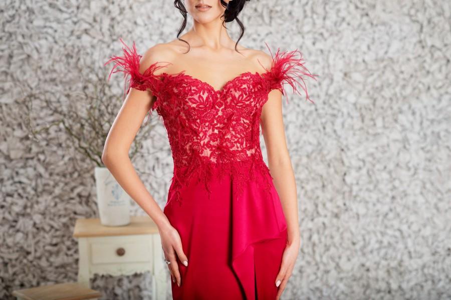 Wedding - Sexy red dress, Red prom dress, Mermaid sheath dress, Romantic cocktail dress, Elegant evening dress, Mother of the bride dress