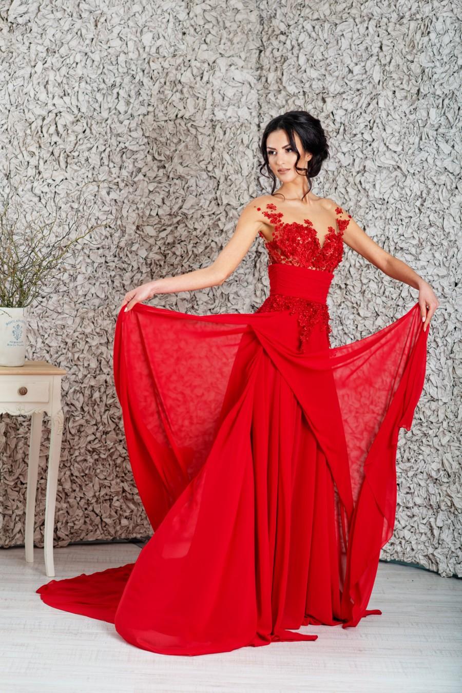 زفاف - Dark red dress, Bridesmaid dress, Chiffon prom dress