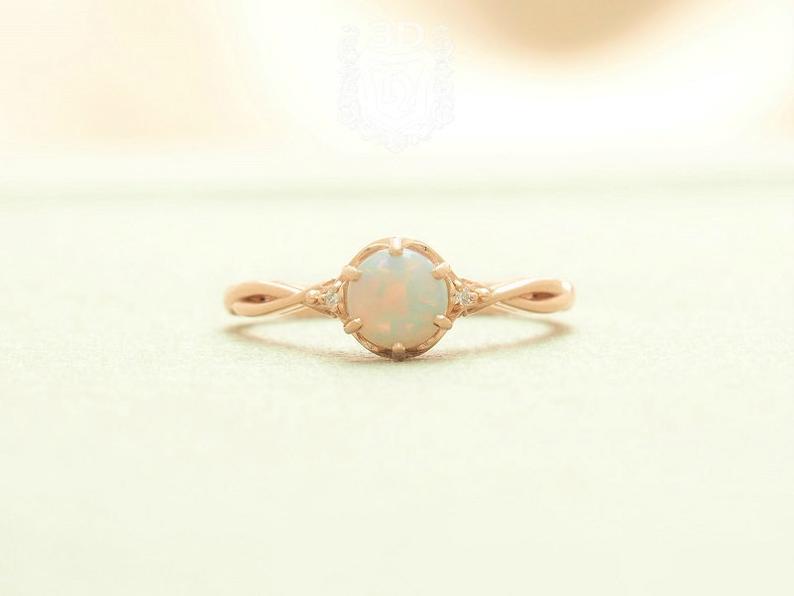 Wedding - Opal ring , Opal engagement ring natural diamonds made with your choice of 14k rose gold, white gold, yellow gold