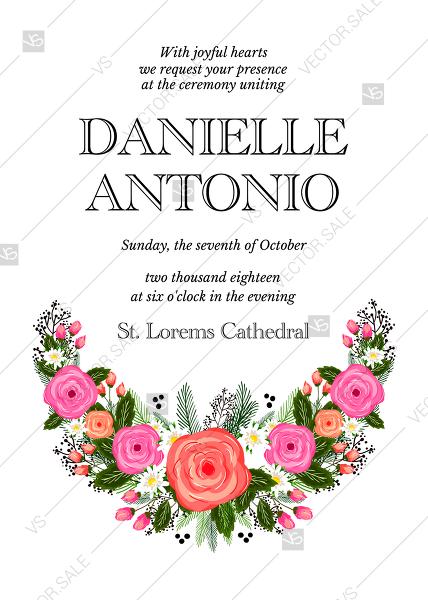 زفاف - Rose wedding invitation card printable template PDF template 5x7 in PDF editor