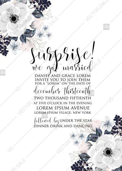 زفاف - Wedding invitation set white anemone flower card template PDF 5x7 in customize online
