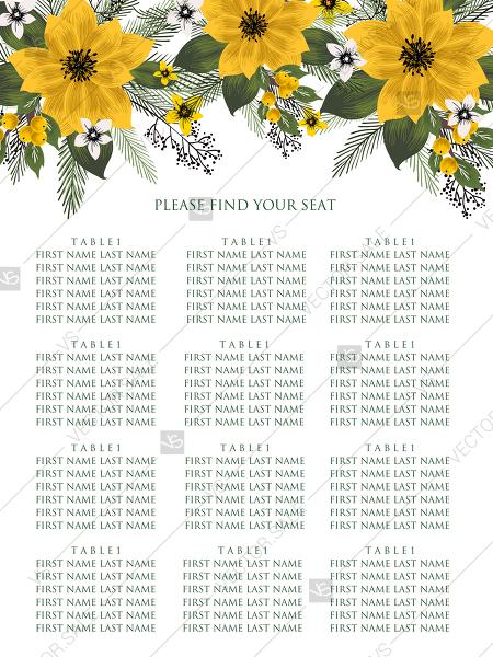 Mariage - Seating chart welcome banner wedding invitation set sunflower yellow flower PDF 18x24 in edit template