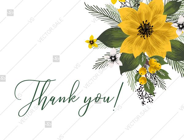 Wedding - Thank you card wedding invitation set sunflower yellow flower PDF 5.6x4.25 in online editor