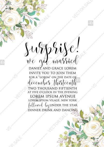 زفاف - Wedding book invitation set white rose peony herbal greenery PDF 5x7 in personalized invitation