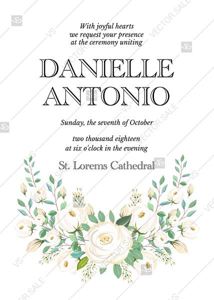 زفاف - Wedding invitation set white boho rose peony herbal greenery PDF 5x7 in online maker