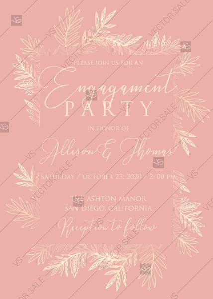 Mariage - Wedding invitation cards embossing blush pink gold foil herbal greenery PDF 5x7 in create online online maker