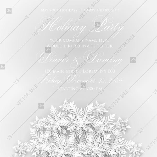 Wedding - Merry Christmas party invitation white origami paper cut snowflake PDF 5.25x5.25 in online editor
