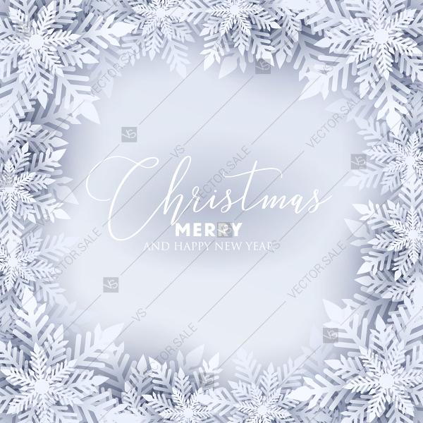 Свадьба - Merry Christmas party invitation white origami paper cut snowflake PDF 5.25x5.25 in PDF template