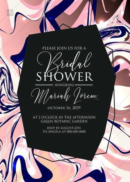 Mariage - Wedding invitation set acrylic marble painting bridal shower card PDF 5x7 in online editor