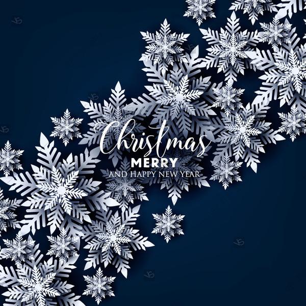 زفاف - Christmas Party Invitation Paper cut origami snowflake on navy blue background floral greeting card