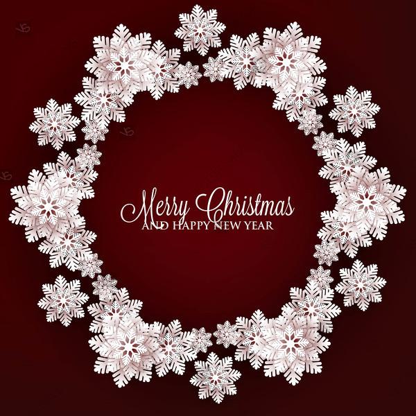 زفاف - Christmas snowflake paper cut on burgundy red background 3d origami vector winter baby shower invitation