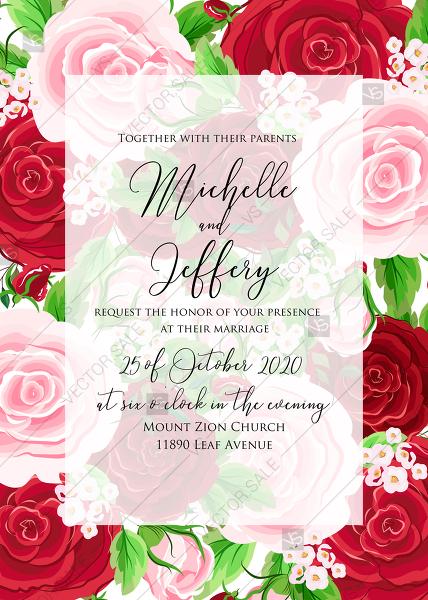 Hochzeit - Red rose wedding invitation PDF 5x7 in create online