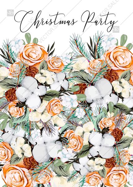 Свадьба - Christmas Party Invitation cotton winter wedding invitation fir peach rose wreath online maker