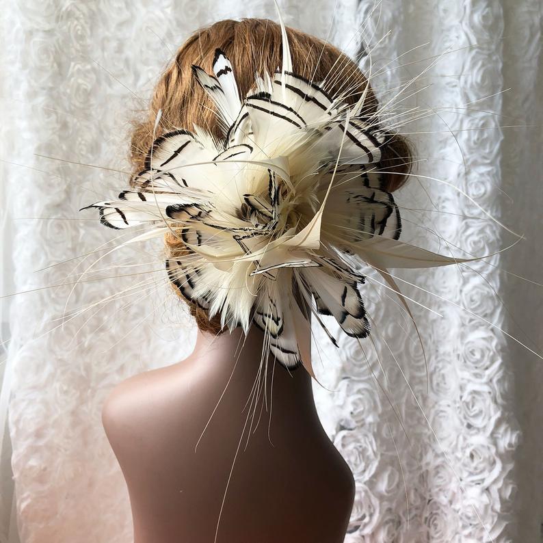 Wedding - Flexible Feather Mount Handmade Feather Flower Special Addition Millinery Flowers for Hat Trim Brooch Prom Party Headress 1 Piece