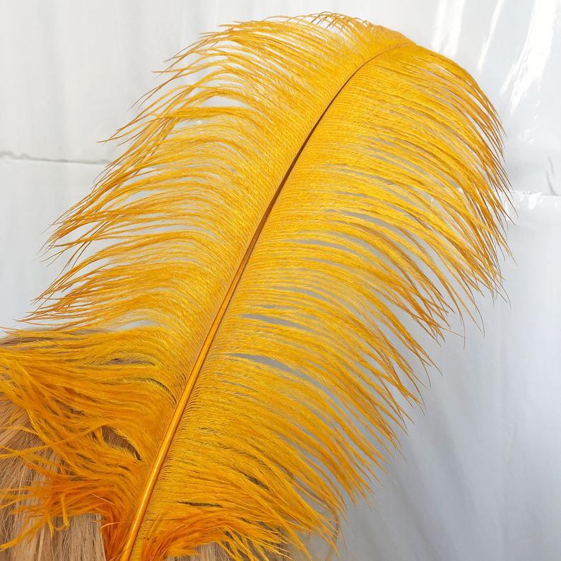 زفاف - 17.7-19.7 inches Golden Ostrich Feather Soft Plumes Accent for Wedding Centerpieces Home Decoration Pageant Boutiques Millinery Craft