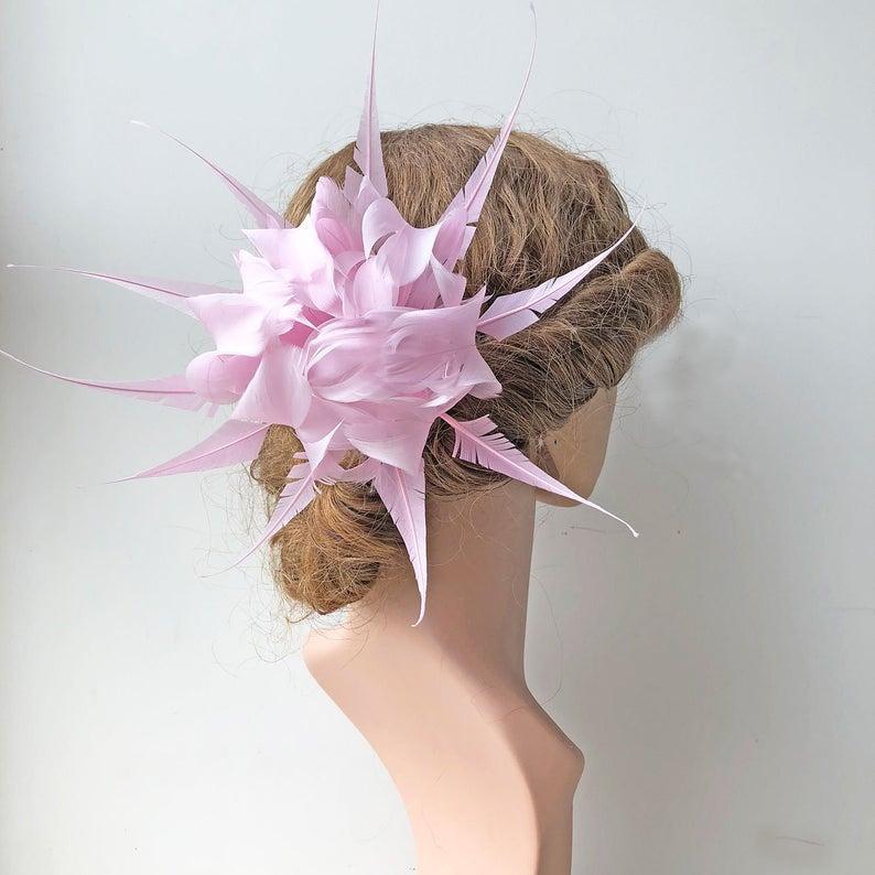 Wedding - Feather Flower Wreath Faux Flower Millinery Flower Headpiece Fascinator Flower Barrettes Wedding Headband Crafts Color customized