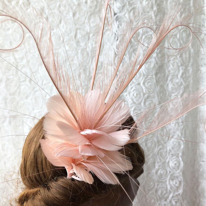 Свадьба - Millinery Feather Mount Millinery Feather Flower Goose Plume Hat Trims for Fascinators & Crafts Bridal Headdress Flower Customized